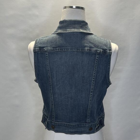 Levis Denim Vest Womens Small Sleeveless Trucker Jean Jacket Distressed Western - Picture 3 of 11